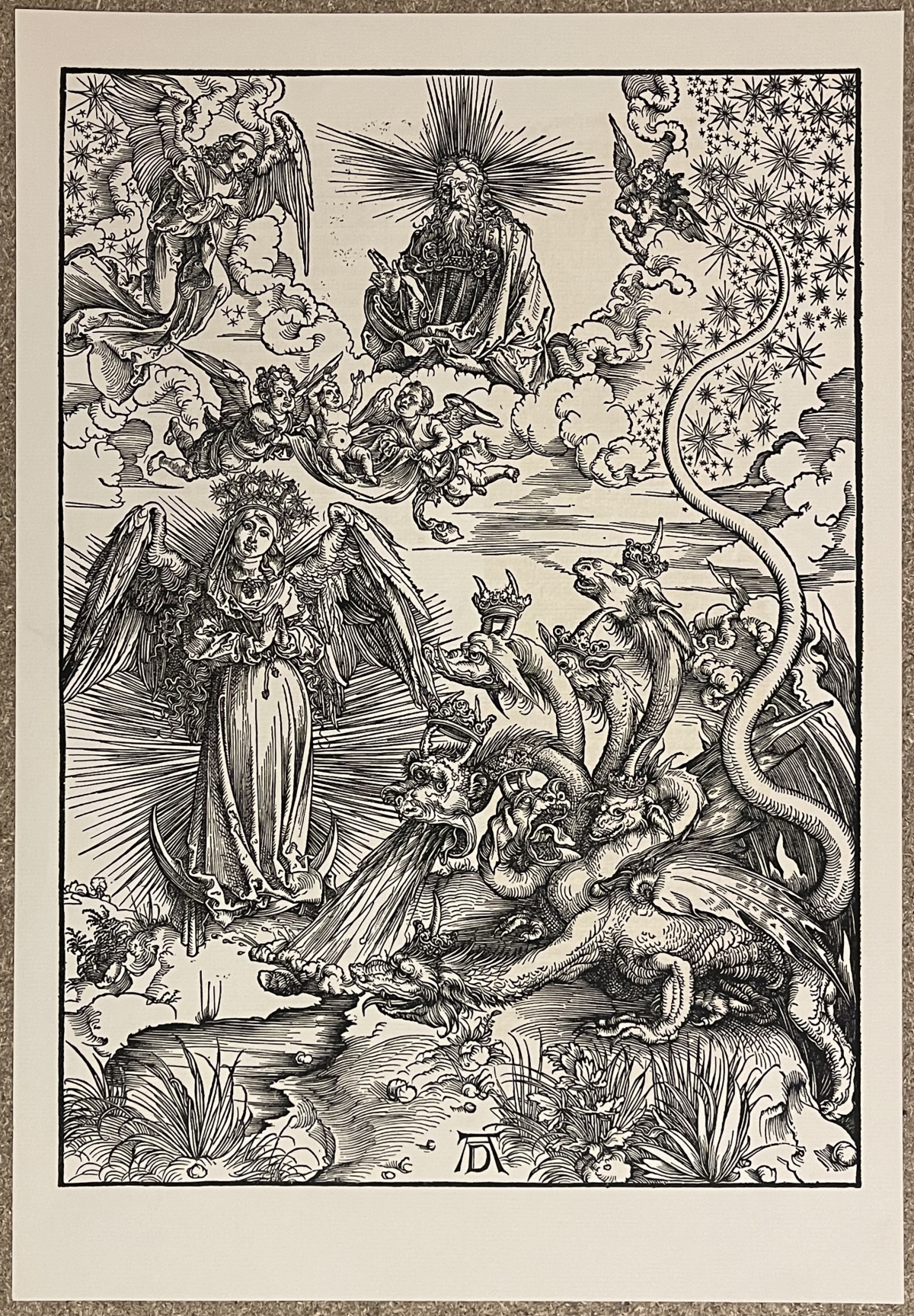 Albrecht Durer Seven Headed Dragon Apocalypse Facsimile c 1900 Woodcut Print – Image 5