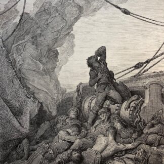 Original 1876 Gustave Doré Engraving "The Lone Survivor" Maritime Antique Print