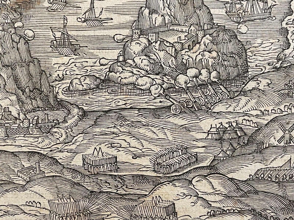 André Thevet c1560 Le Pignon Antique Woodcut Fortified Island – Image 4