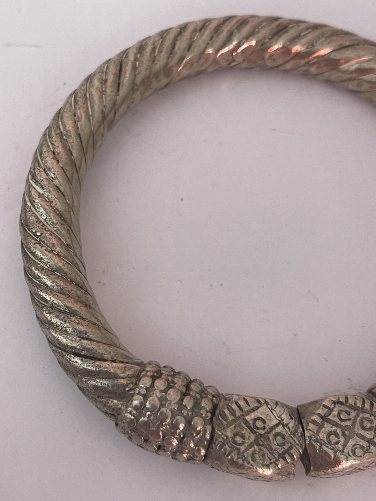 Antique Yemen Taiz Silver Tribal Bracelet Heavy Bedouin Jewelry 304g – Image 6