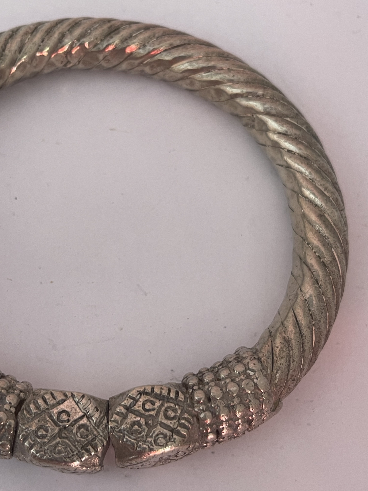 Antique Yemen Taiz Silver Tribal Bracelet Heavy Bedouin Jewelry 304g – Image 5