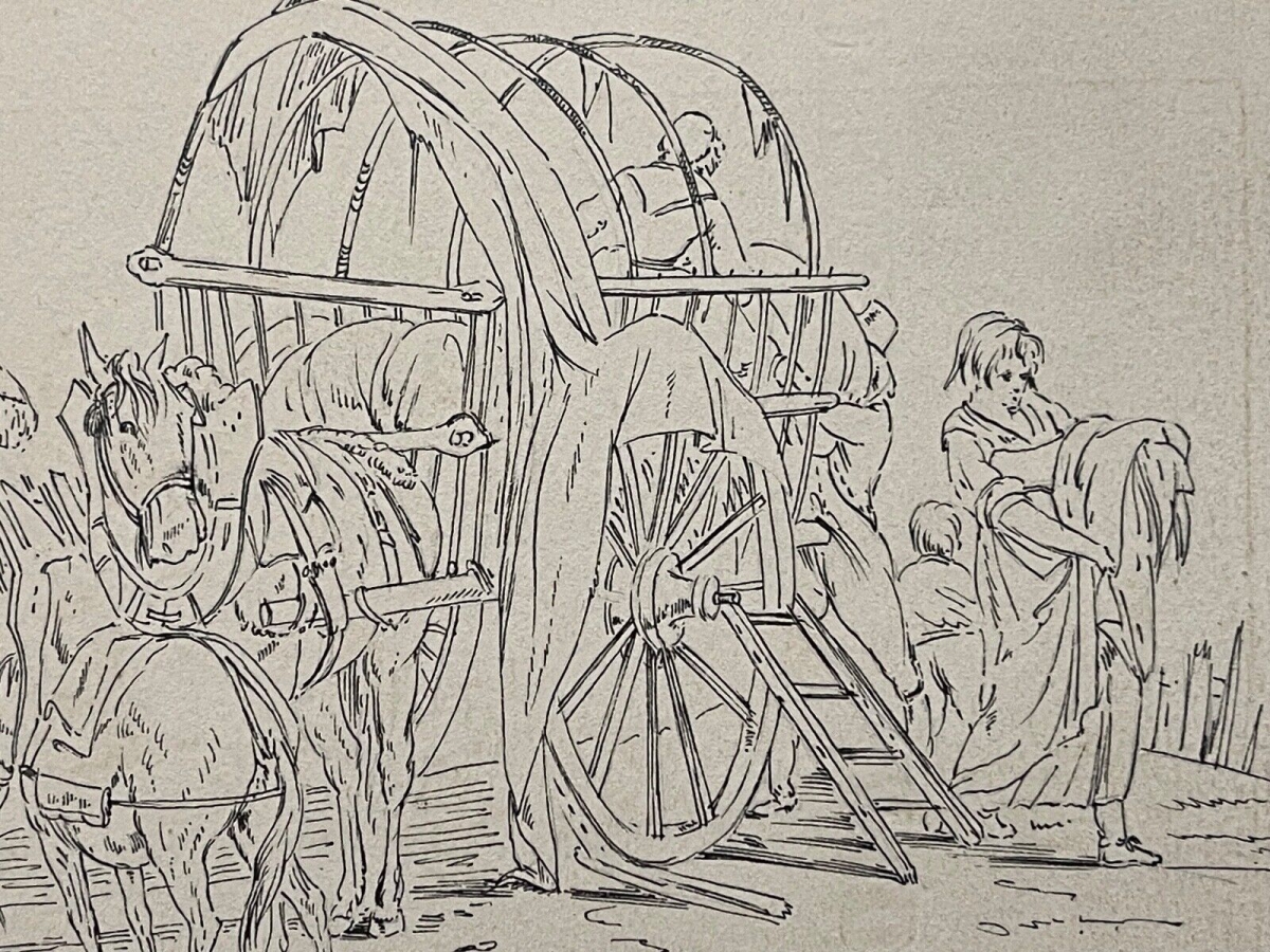 Buanderie de campagne armée Napoléon dessin encre 1885 Pressing – Image 4