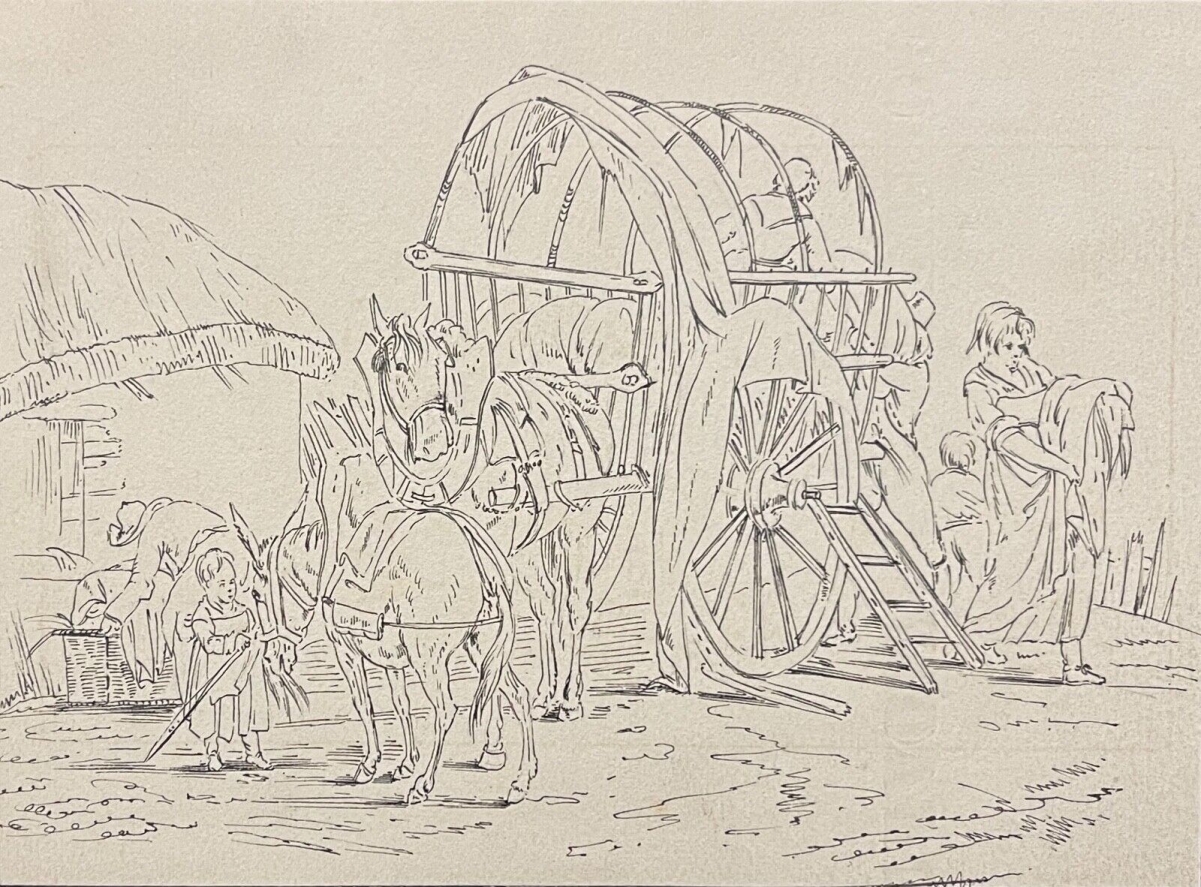 Buanderie de campagne armée Napoléon dessin encre 1885 Pressing – Image 7