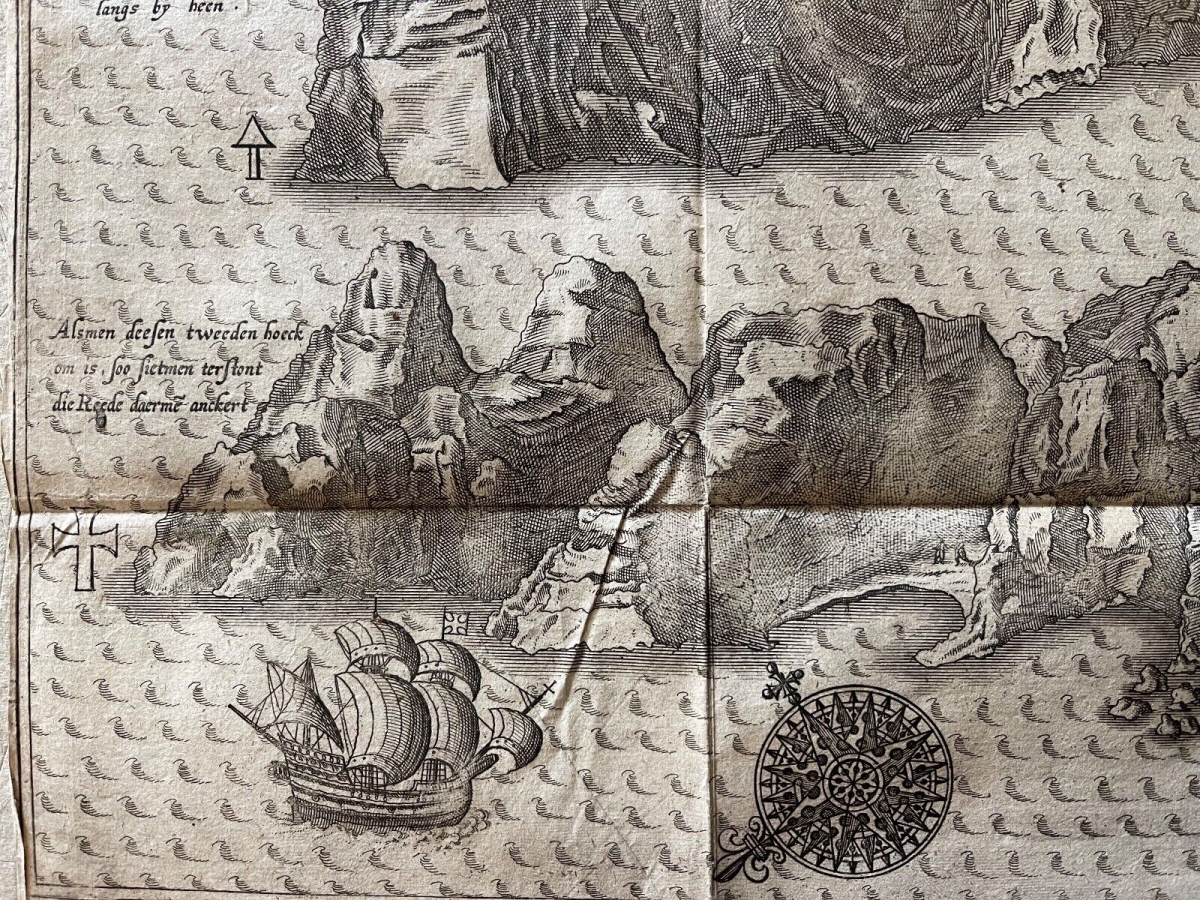 1598 Saint Helena Island Map Jan Huygen van Linschoten Original Engraving Rare – Image 17