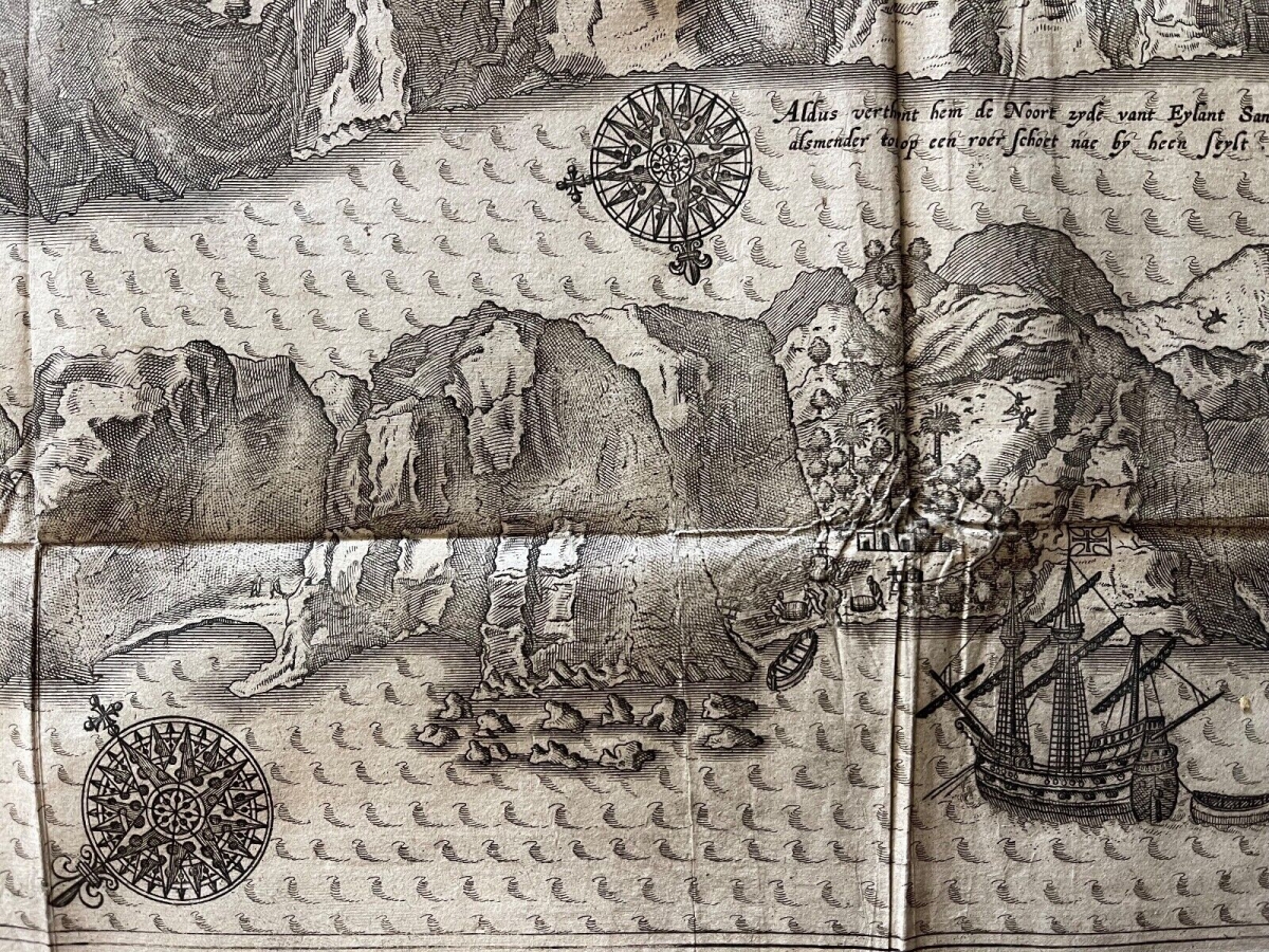 1598 Saint Helena Island Map Jan Huygen van Linschoten Original Engraving Rare – Image 16