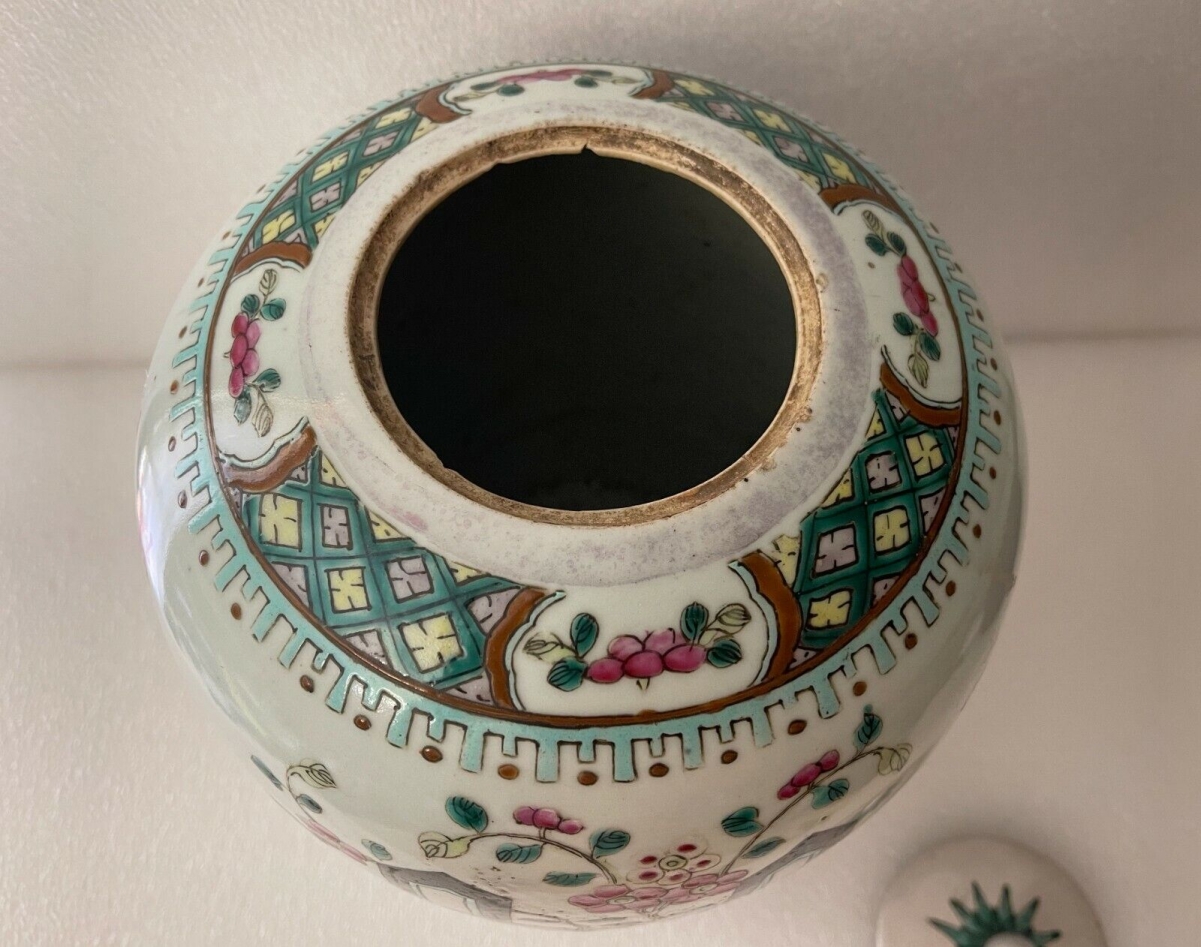 Antique Chinese Famille Rose Porcelain Ginger Jar Qing Dynasty XIX Century – Image 3