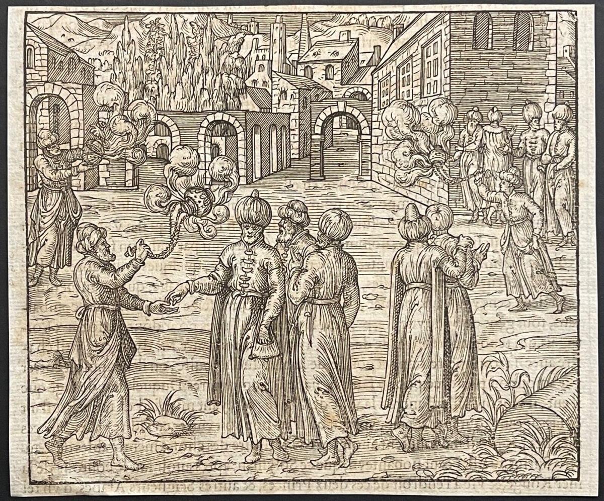André Thevet Egypt Incense Ceremony c1575 Antique Woodcut Renaissance Print – Image 2