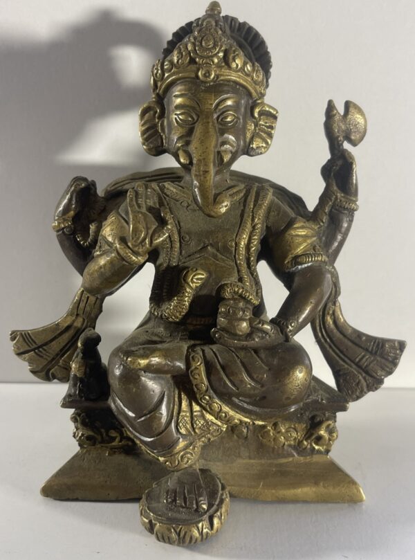 Antique Indian Bronze Ganesha XIXt Hindu Ganesh South India Karnataka Tamil Nadu