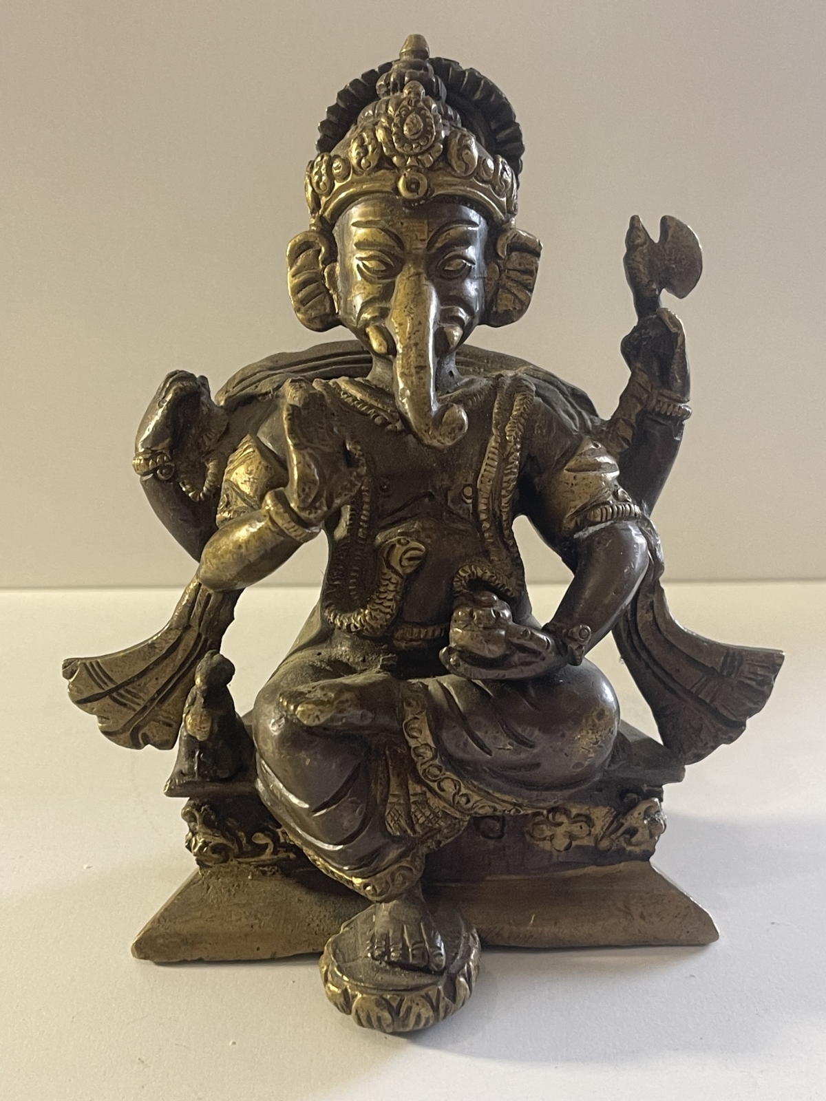 Antique Indian Bronze Ganesha XIXt Hindu Ganesh South India Karnataka Tamil Nadu – Image 2