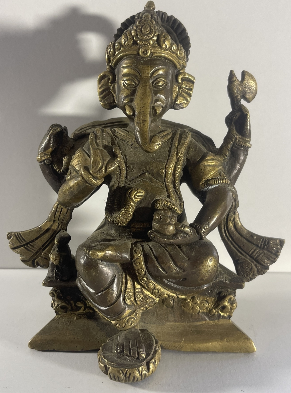 Antique Indian Bronze Ganesha XIXt Hindu Ganesh South India Karnataka Tamil Nadu
