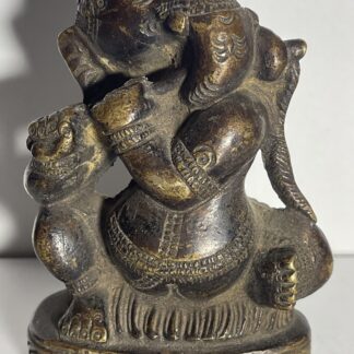 Antique South Indian Bronze Ganesha Playing Flute Venu Ganesha Hindu Sculpture 19th Century