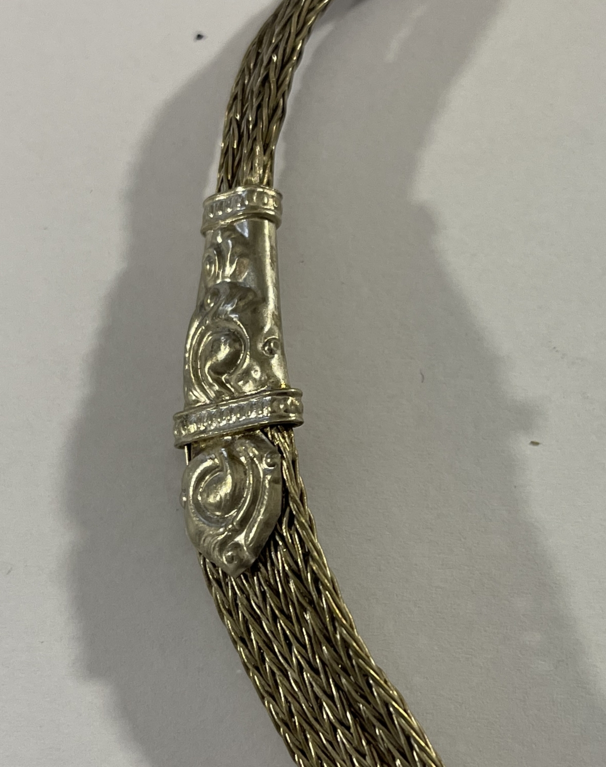 Antique Ottoman Greek or Western Anatolian Braided Metal Necklace 19th Century – Image 7