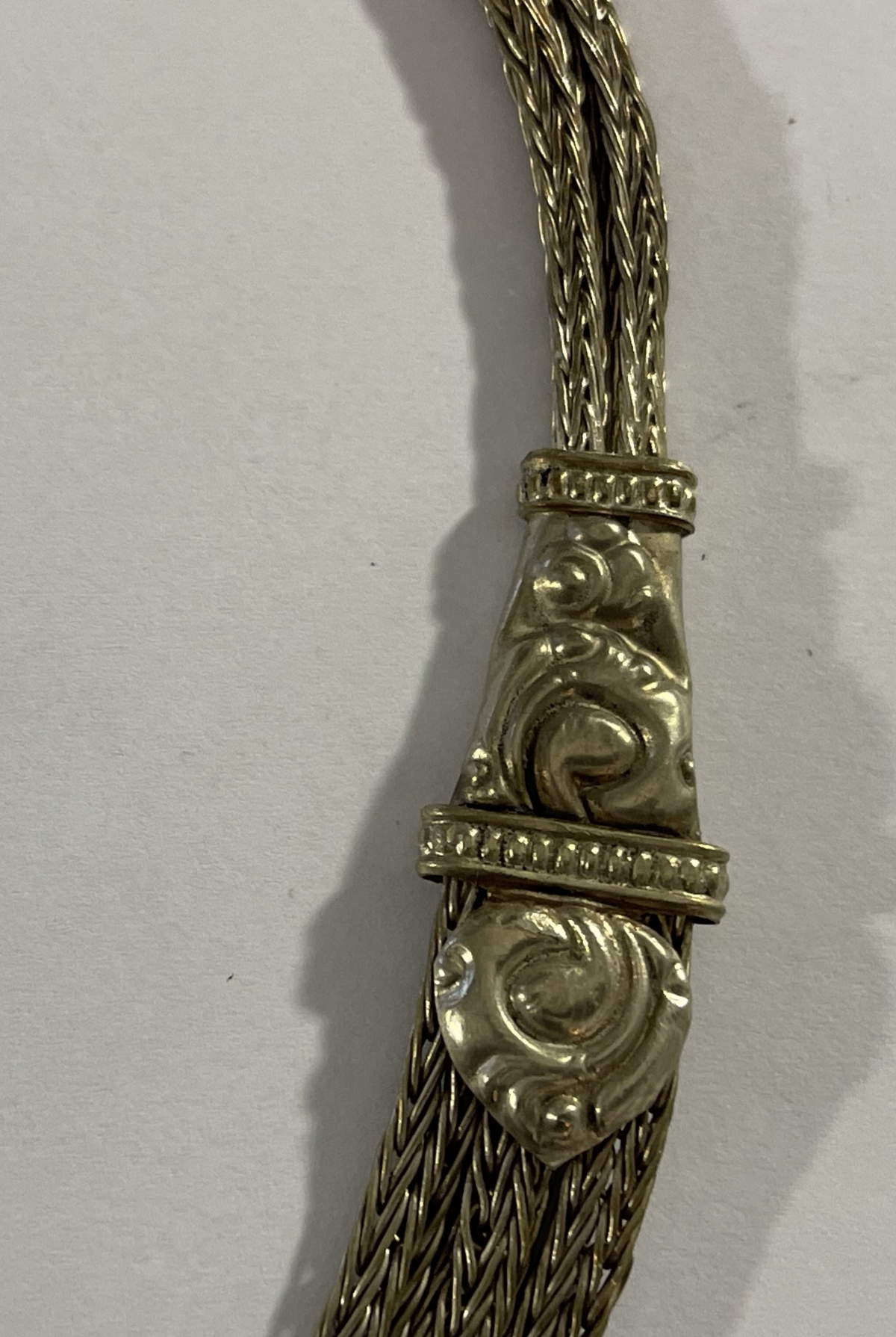 Antique Ottoman Greek or Western Anatolian Braided Metal Necklace 19th Century – Image 6