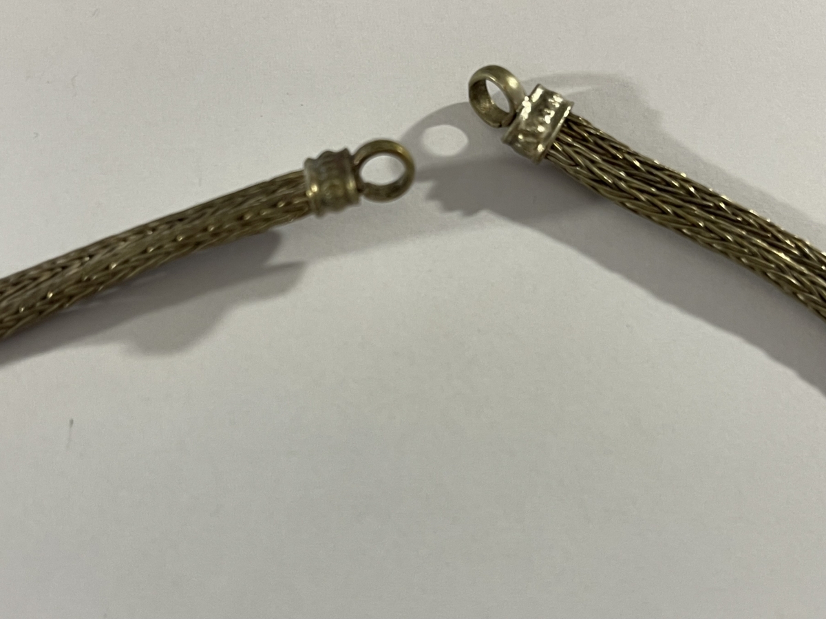 Antique Ottoman Greek or Western Anatolian Braided Metal Necklace 19th Century – Image 5