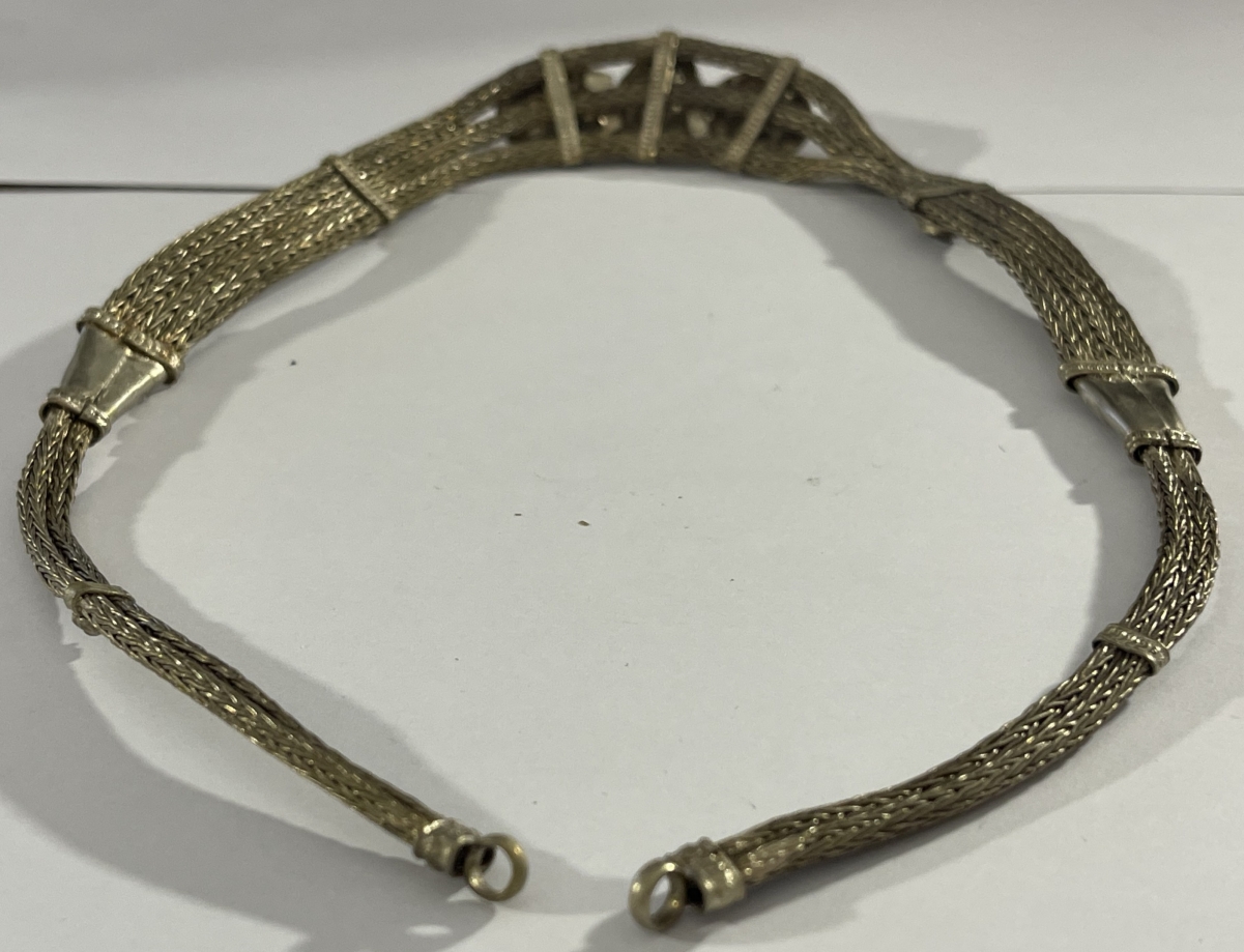 Antique Ottoman Greek or Western Anatolian Braided Metal Necklace 19th Century – Image 2