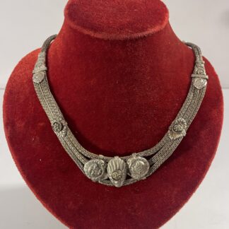 Antique Ottoman Greek or Western Anatolian Braided Metal Necklace 19th Century