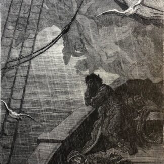 Original 1876 Gustave Doré Engraving "And the Rain Poured Down" Maritime Antique