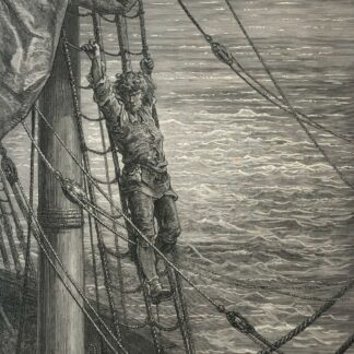 Gustave Doré Le Vieux Marin dans les haubans gravure sur bois de 1876