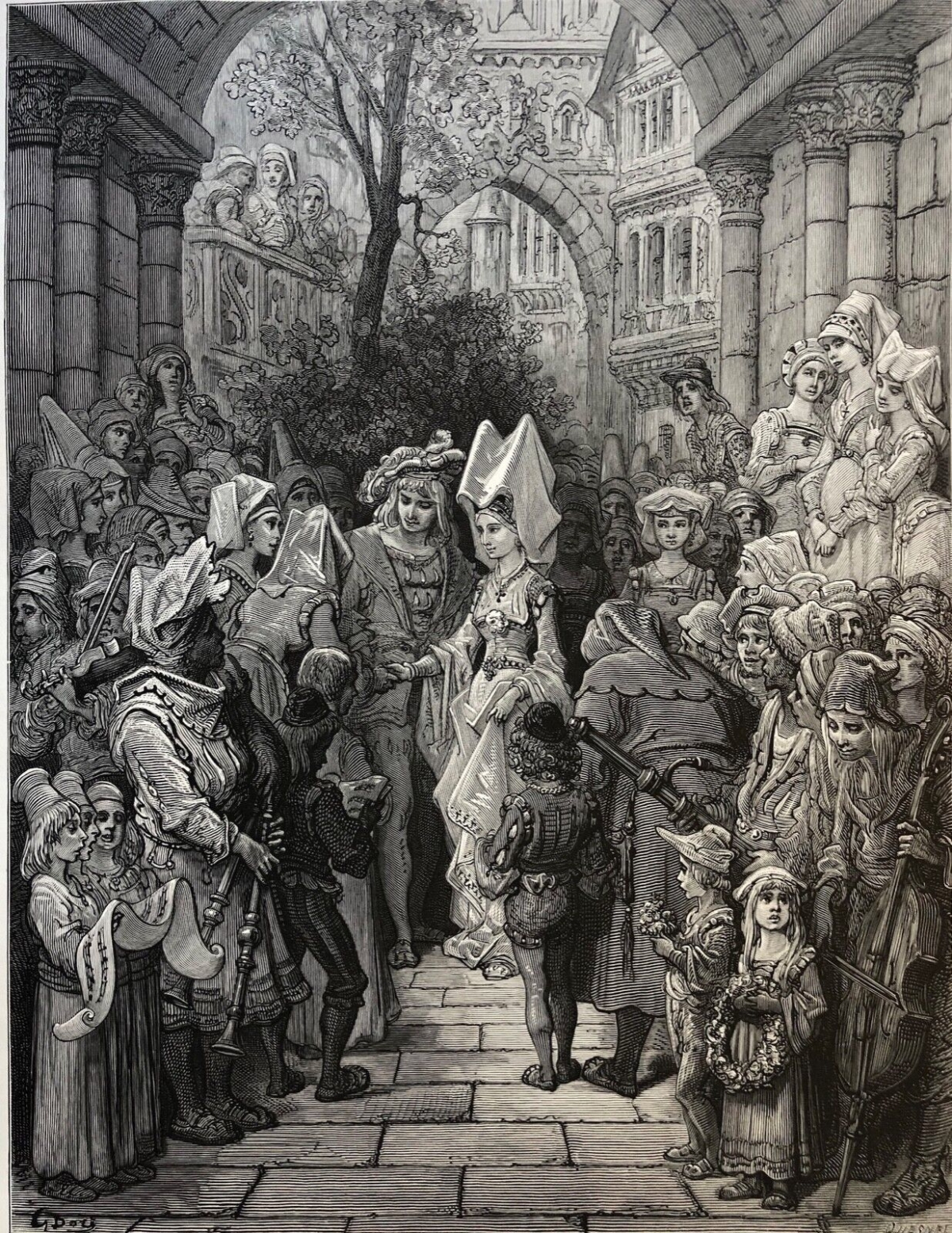 1876 Gustave Doré Antique Engraving The Bride Old Sailors London Victorian Print – Image 2