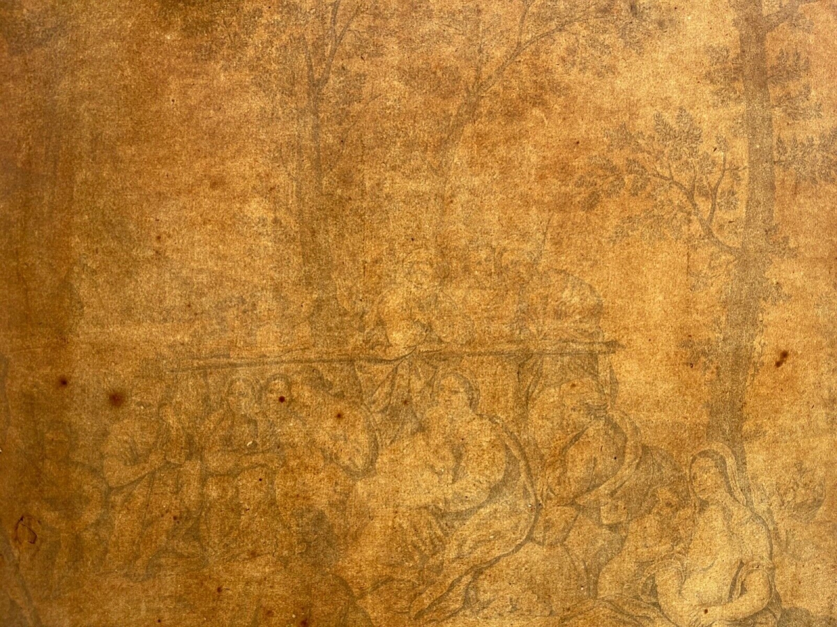 Saint John the Baptist Drawing after Francesco Albani Italy Antique Religious Scene – Image 15