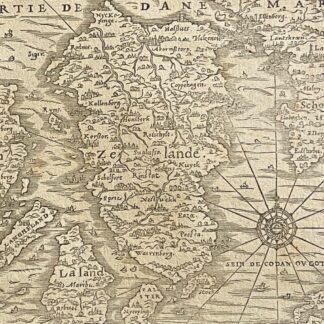 André Thevet 1500 Zeeland Denmark Map Antique Woodcut XVIth Century Cartography