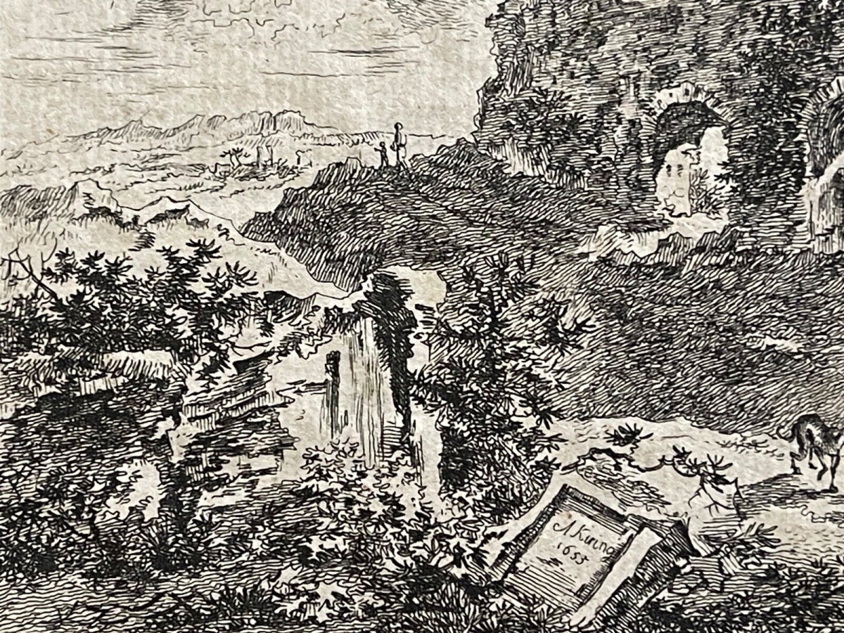 1653 Rome Italy Ancient Aqueduct Etching Van der Kabel after Kierings – Image 8