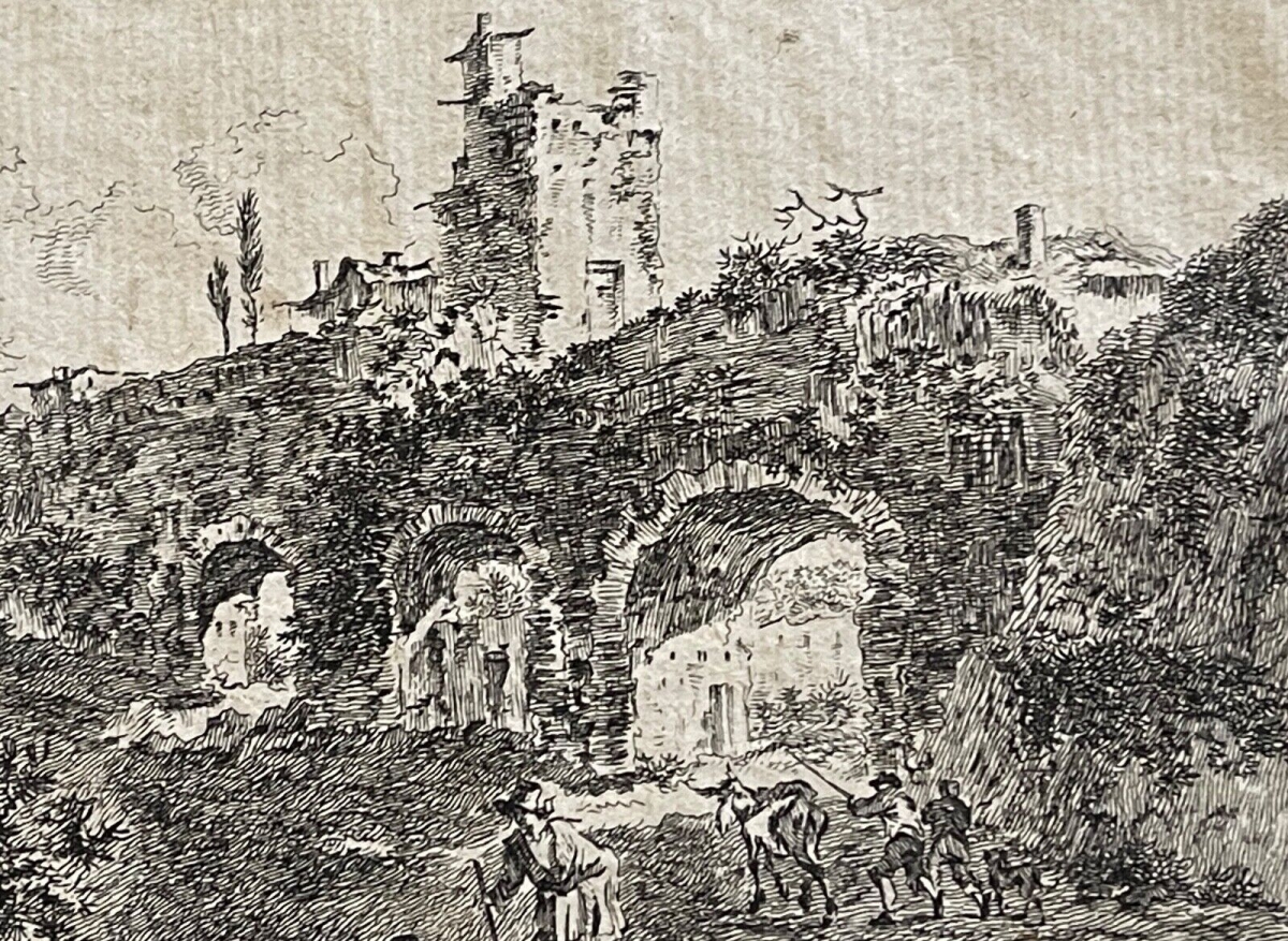 1653 Rome Italy Ancient Aqueduct Etching Van der Kabel after Kierings – Image 6