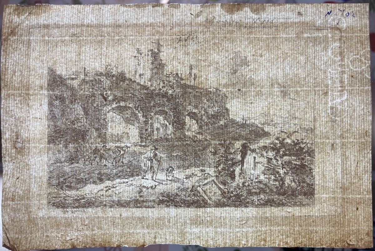 1653 Rome Italy Ancient Aqueduct Etching Van der Kabel after Kierings – Image 3