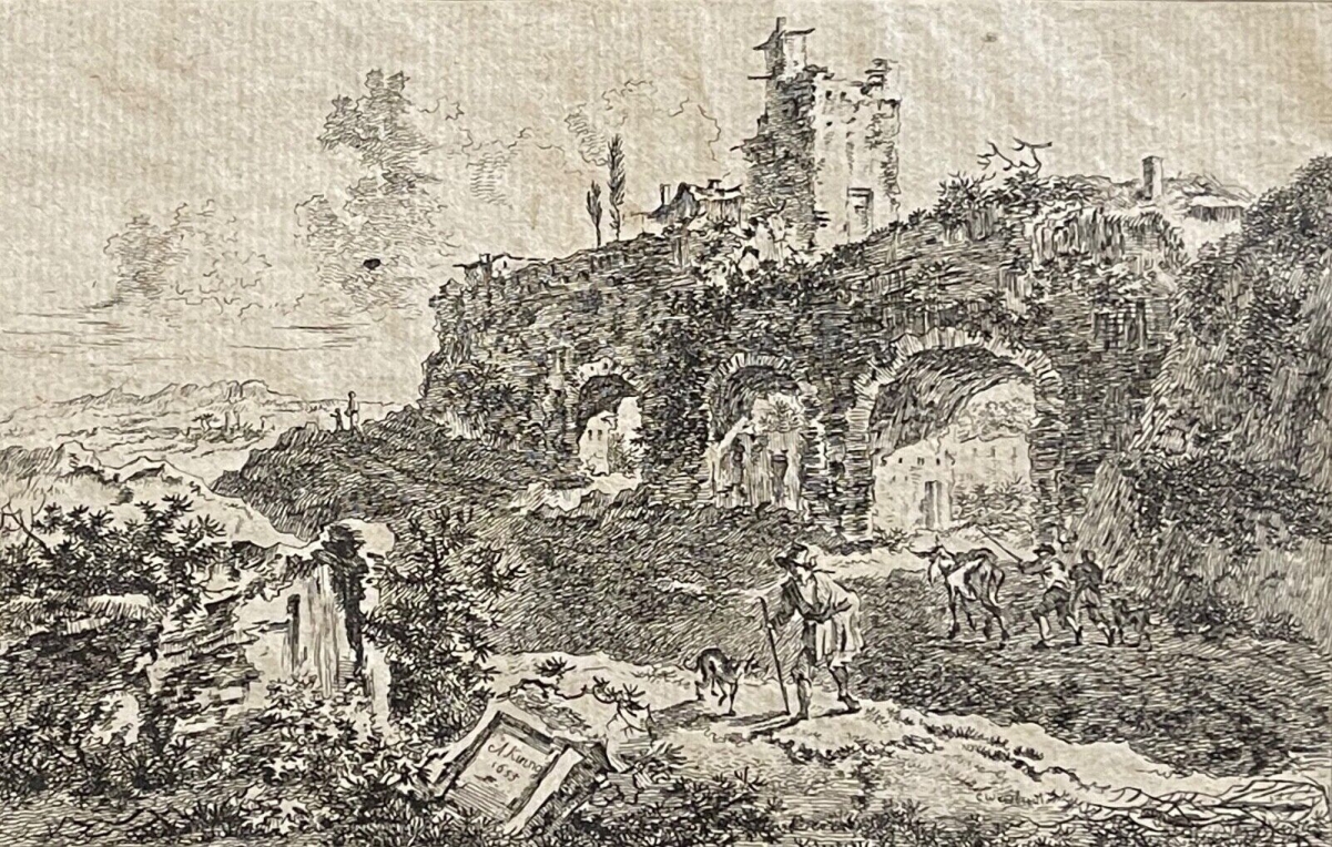 1653 Rome Italy Ancient Aqueduct Etching Van der Kabel after Kierings – Image 2