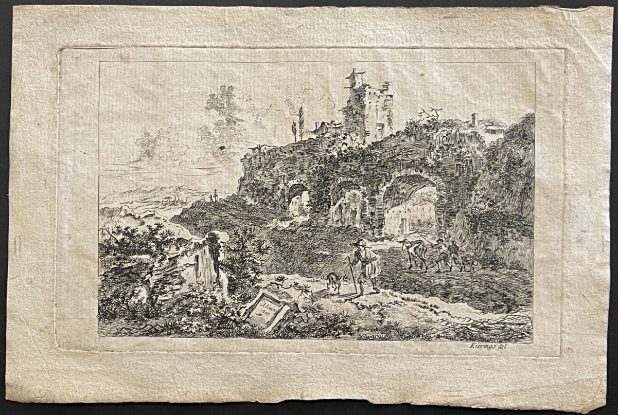 1653 Rome Italy Ancient Aqueduct Etching Van der Kabel after Kierings