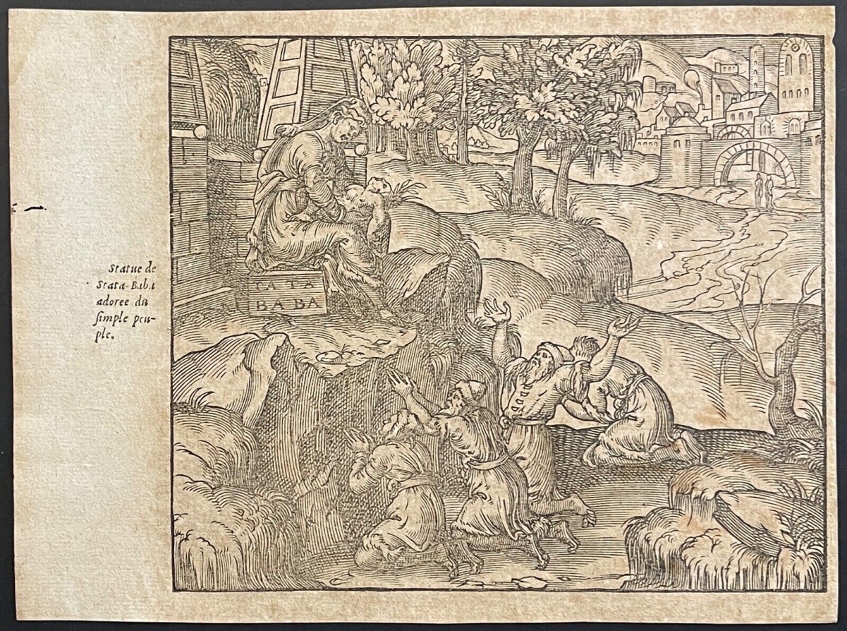 Russia 1575 Woodcut Tata Baba Goddess Worship after André Thevet Antique Print – Image 2