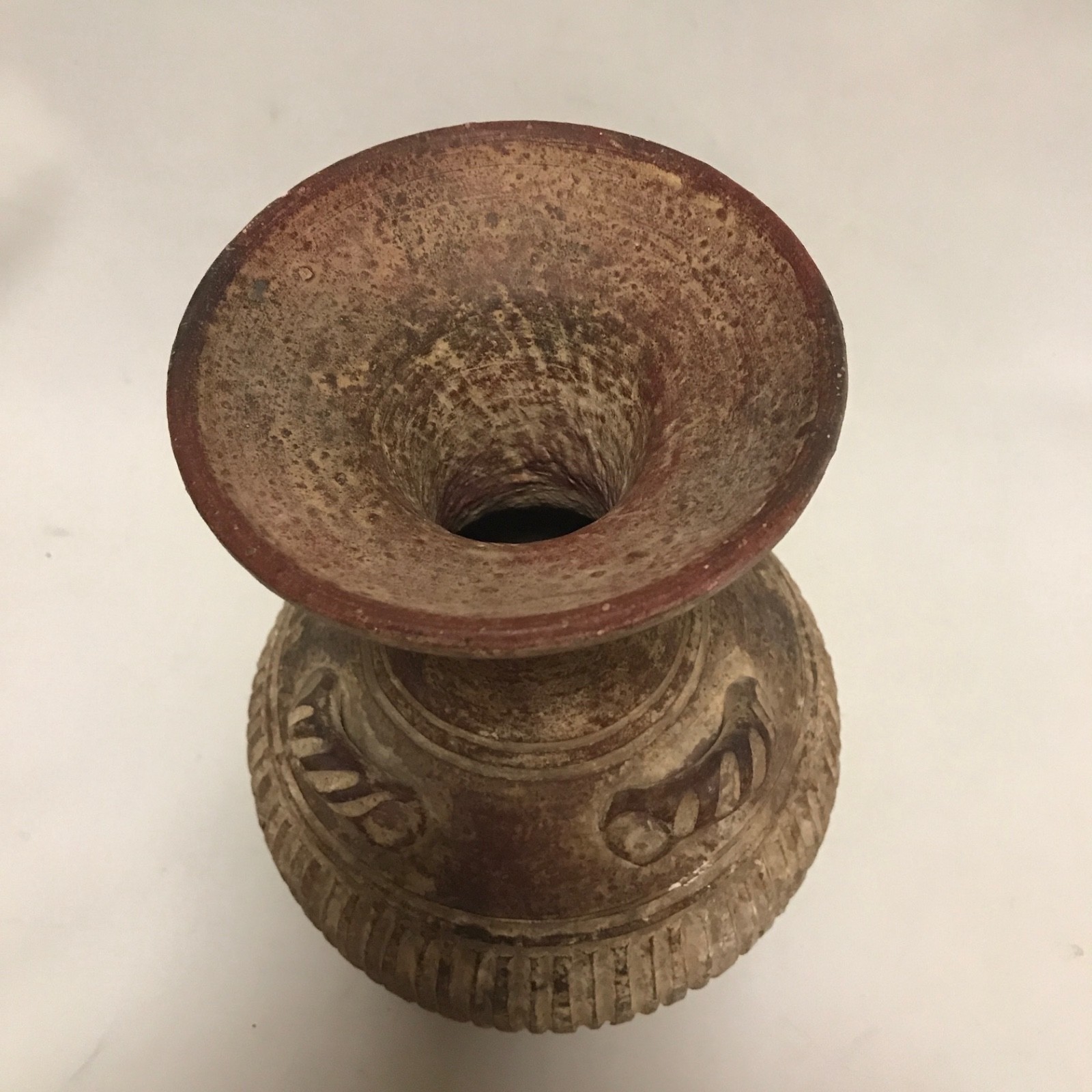 Ancient Chinese Style Terracotta Vase Four Lug Handles Incised Pottery Vesse – Image 8