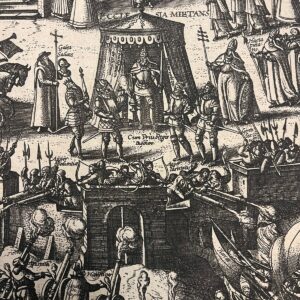 1587 Flemish Religious Wars Engraving Adrien Hubert Huguenots Catholics Rare