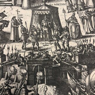 1587 Flemish Religious Wars Engraving Adrien Hubert Huguenots Catholics Rare