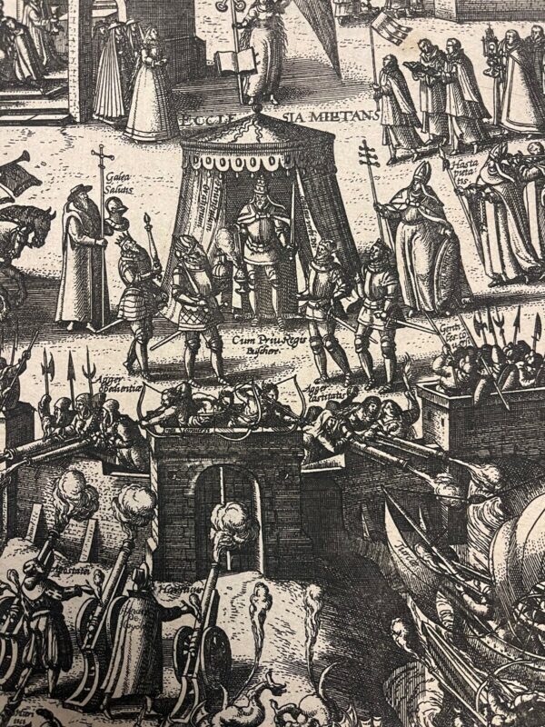 1587 Flemish Religious Wars Engraving Adrien Hubert Huguenots Catholics Rare