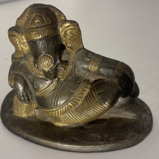 Statue ancienne de Ganesha allongé en bronze Inde du Sud Style Chola Eléphant