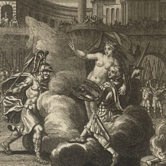 Menelaus and Paris Duel c1776 Antique Engraving Venus Trojan War