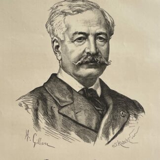 Ferdinand de Lesseps Portrait c.1890 France Canal Suez Antique Engraving