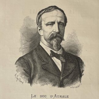 Antique Engraving Portrait of the Duke of Aumale Henri d'Orléans c.1880 France