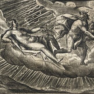 1622 Ovid Metamorphoses Semele and Jupiter Zeus Antique Engraving Mythology