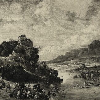 The Banks of the Rhine 1878 Engraving Boilvin after Philips Wouwerman Germany