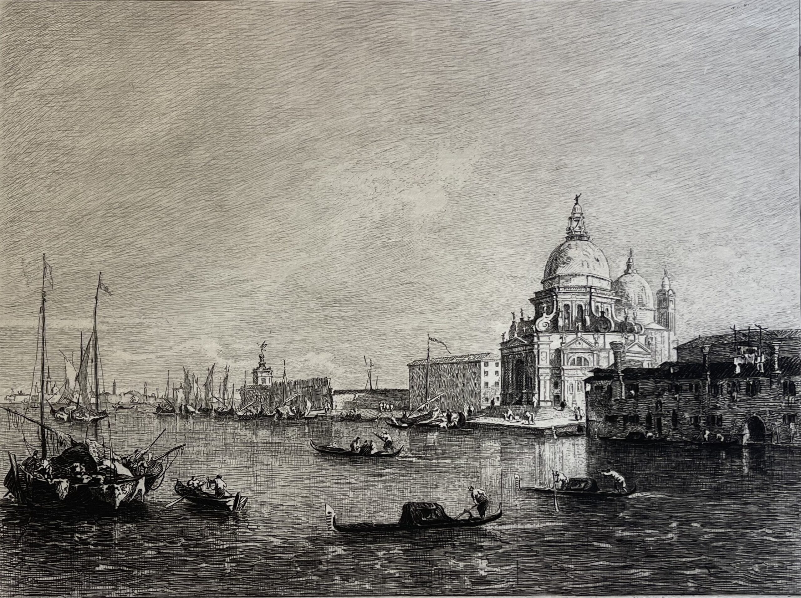 Venice Santa Maria della Salute after Francesco Guardii Engraving Greux 1882