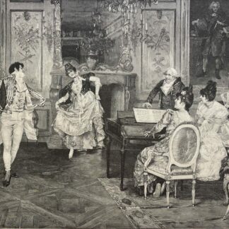 Le Menuet The Minuet after Schmutzler Antique Wood Engraving by Krell 1873