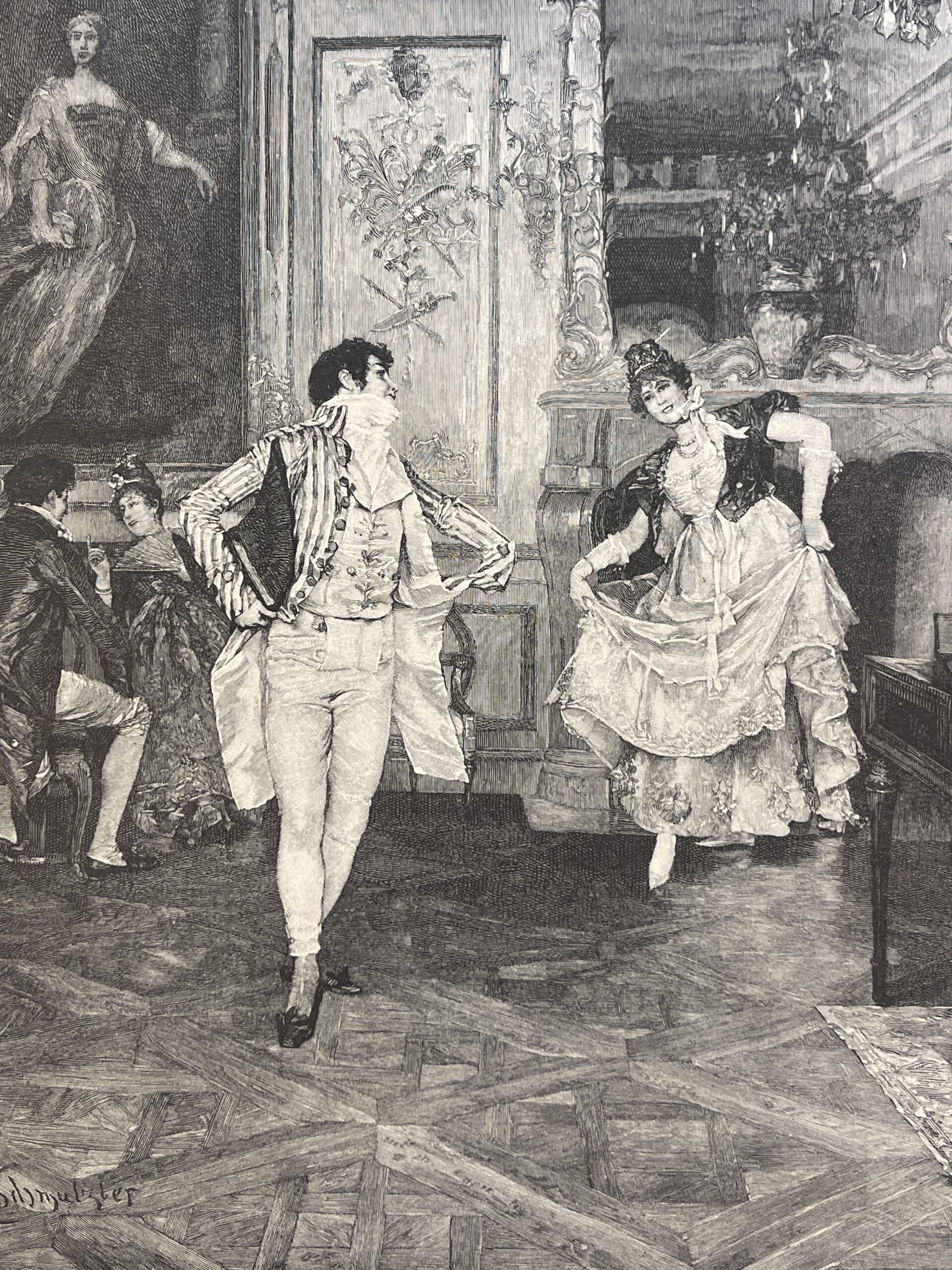 Le Menuet The Minuet after Schmutzler Antique Wood Engraving by Krell 1873 – Image 5