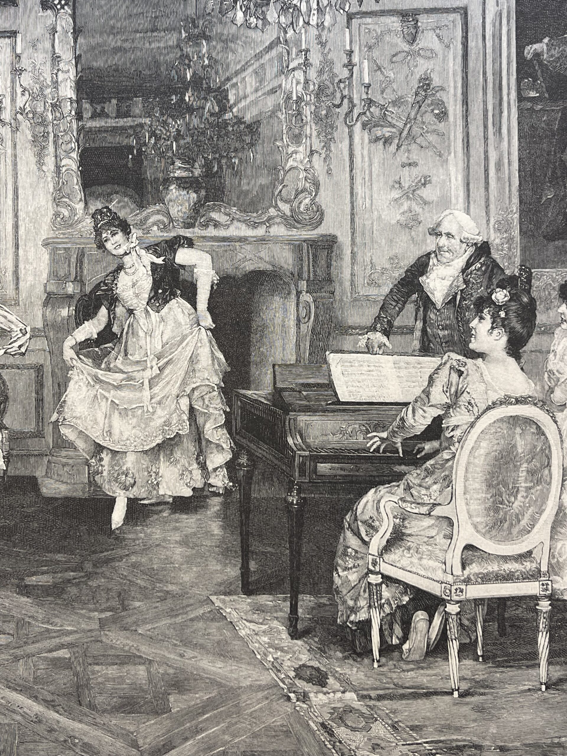 Le Menuet The Minuet after Schmutzler Antique Wood Engraving by Krell 1873 – Image 4
