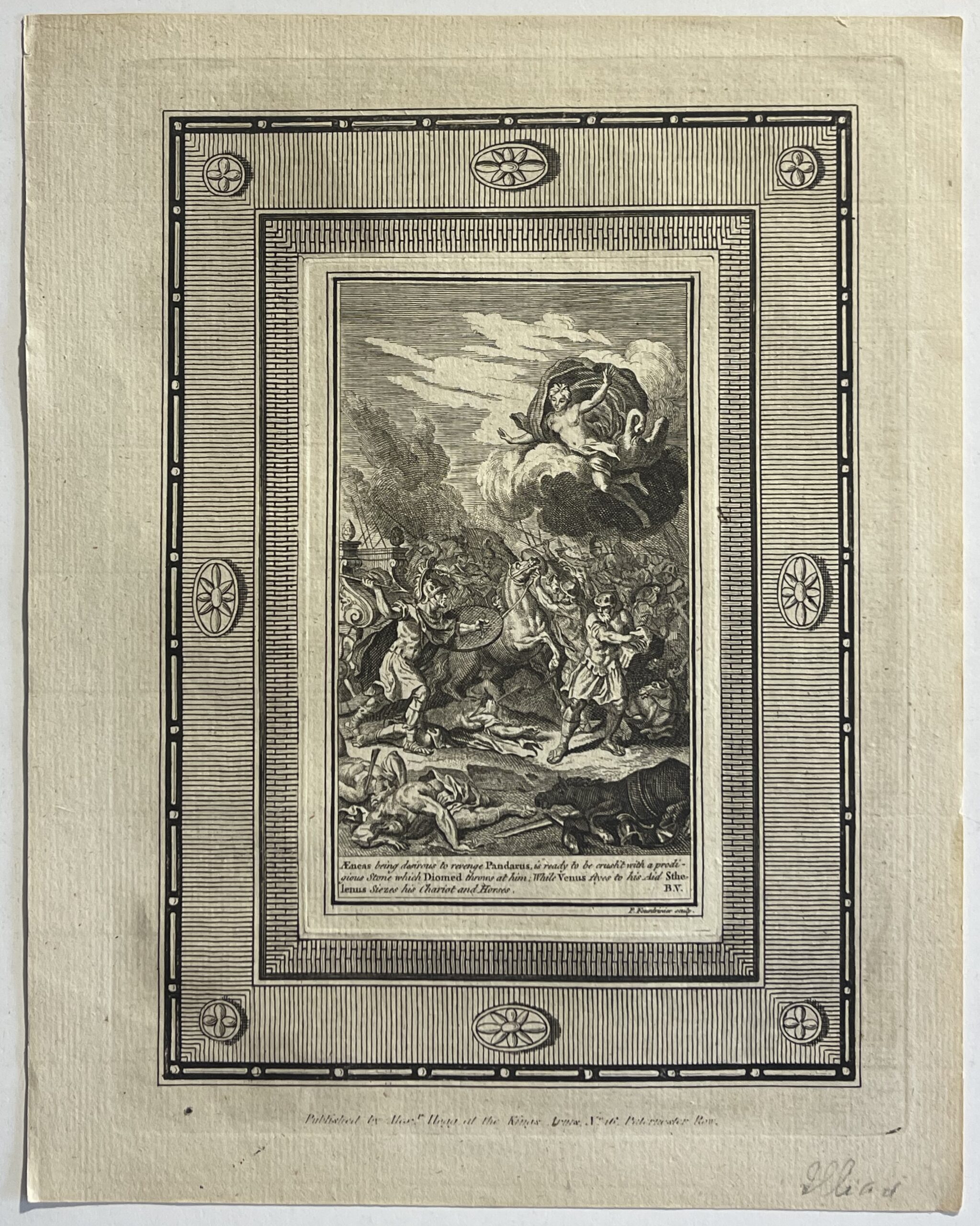 1776 Antique Engraving Aeneas Rescued by Venus Trojan War Iliad – Image 2