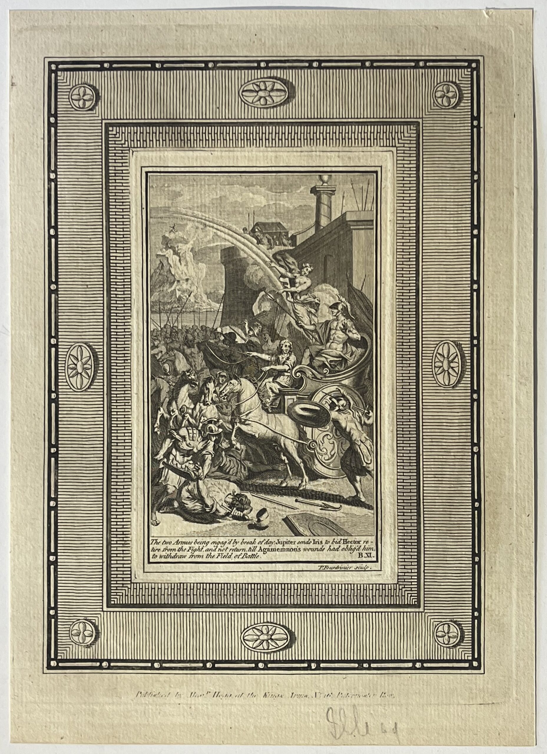 1776 Antique Engraving Jupiter Sends Iris to Hector Iliad Trojan War – Image 2
