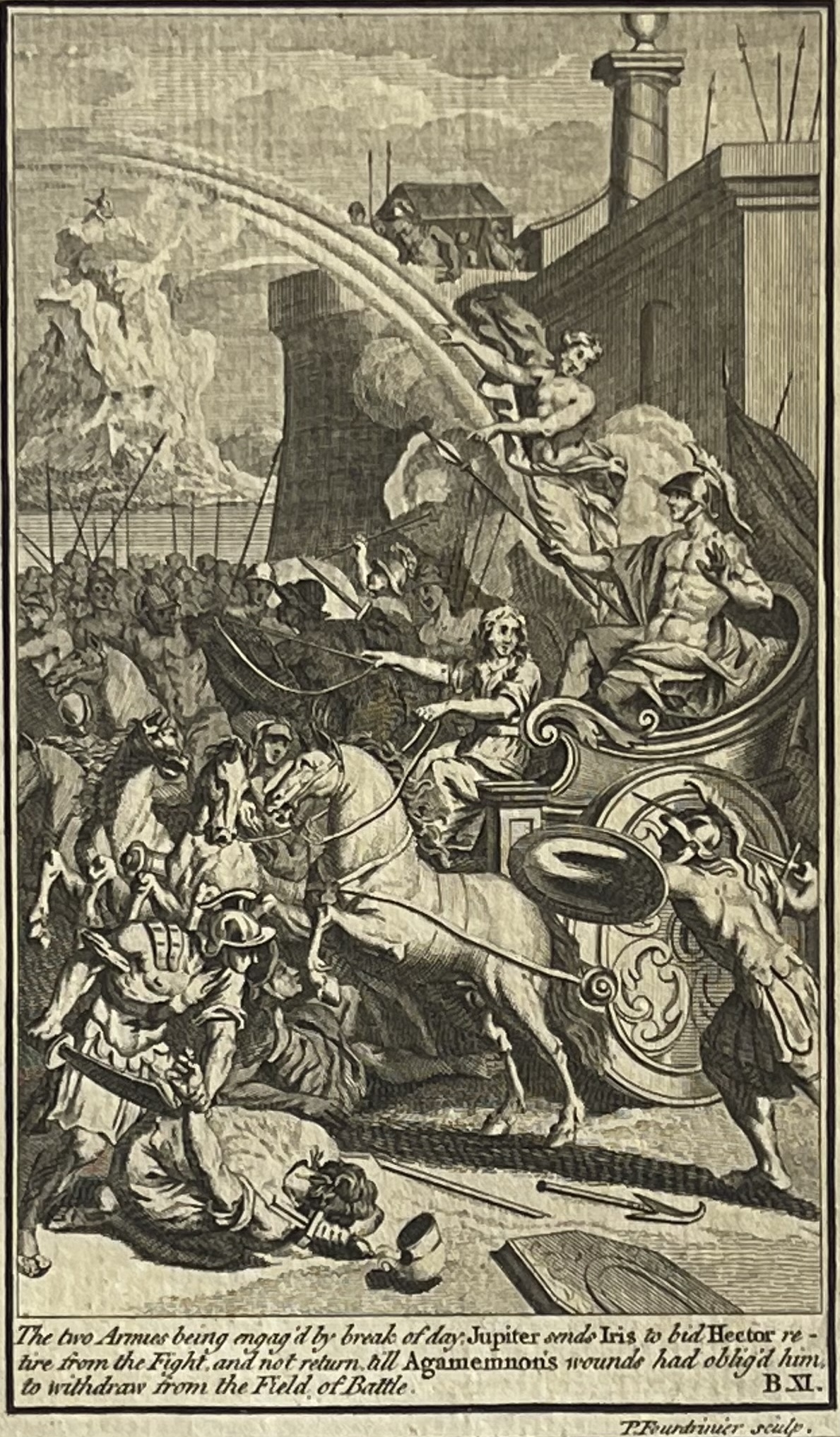 1776 Antique Engraving Jupiter Sends Iris to Hector Iliad Trojan War – Image 3