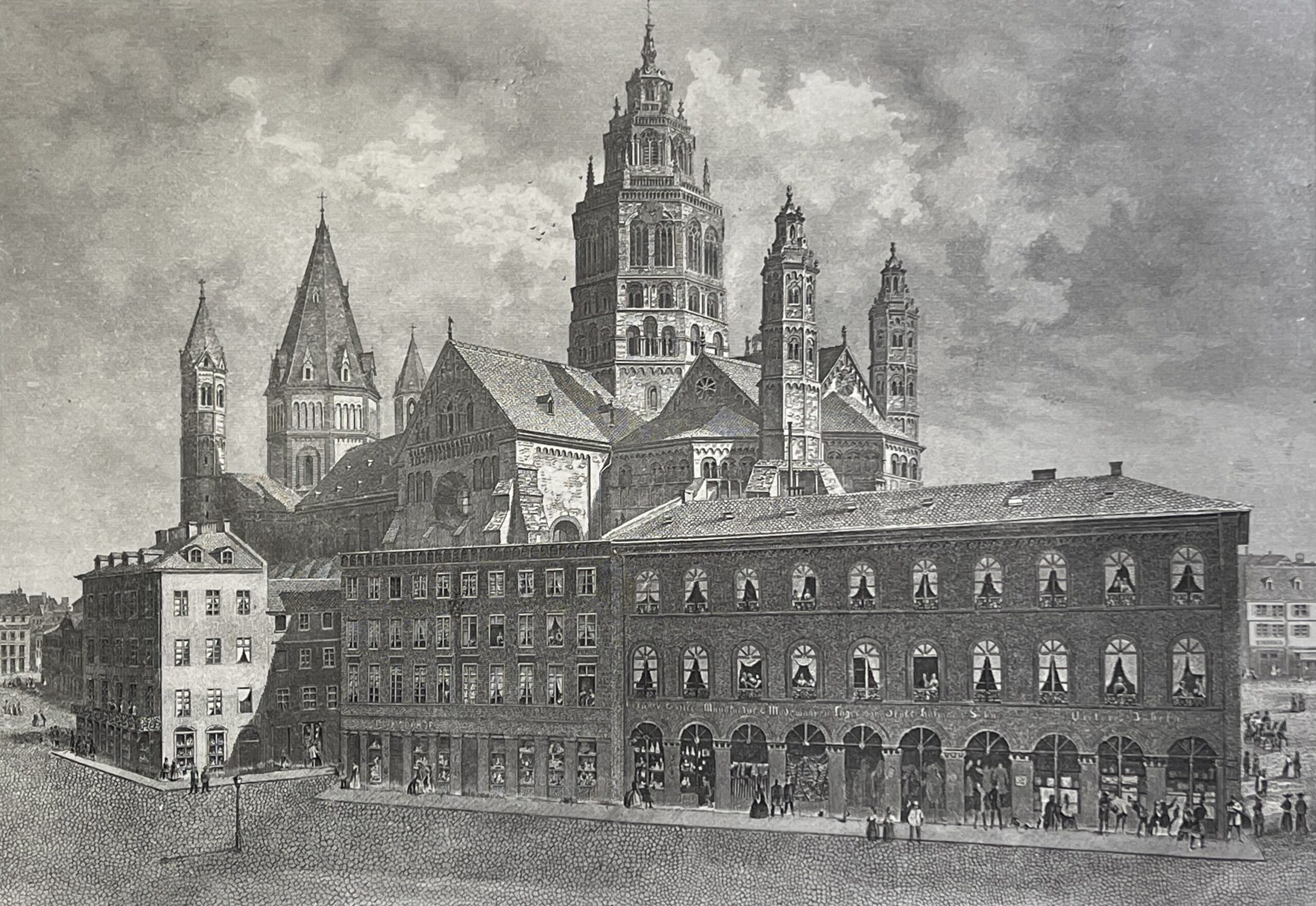 Mainz Cathedral c 1849 Deutschland Germany Rhin Mayence cathédrale Saint-Martin