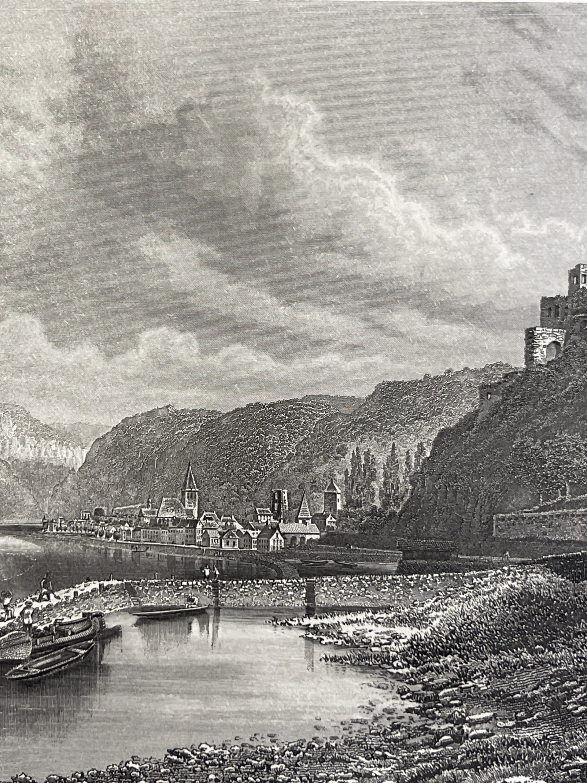St. Goar on the Rhine with Rheinfels Castle c 1849 Deutschland Germany Rhin – Image 4